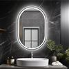 Litglobe Specchio Bagno con Luce LED 75x50cm,Specchio da Parete Ovale,Specchiera Bagno LED con 3 Temperature Colore e Dimmerabile,Antiappannamento,Interruttore Touch,Funzione Memoria,Nero