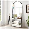 Koonmi - Specchio ad arco a figura intera, 53 x 163 cm, grande, da montare/appoggiare alla parete, a pavimento, per spogliatoio, soggiorno, nero