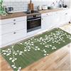 Siunwdiy Tappeto da corridoio Verde, Tappetino da Cucina Antiscivolo insonorizzante, Tappetino per Scale d'ingresso Cucina corridoio corridoio, Lavabile tagliabile,Verde,50x160cm