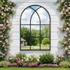 Reflix - Specchio rotondo, 60 x 90 cm, specchio da parete per giardino, esterno, stile antico, stile gotico, con telaio in alluminio, per ingresso, soggiorno, camera da letto, nero