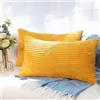 CALIYO Federe Cuscini 30x50, Crema in Velluto a Coste Copricuscini con Cerniera Invisibile per Divano, Soggiorno e Camera da Letto 2 Pezzi Giallo Zafferano