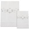 Corredocasa - Set 2 Asciugamani Bagno in Misto Lino Ricamato Panna - Coppia Asciugamano Viso 70x105 cm + Ospite 35x55 cm - Eleganti e Raffinati, Made in Italy (Fantasia 3)