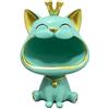 Moaobooh Statua di gatto, gatto fortunato Storage Sculpture, casa soggiorno per l'ingresso, ridere gatto e chiavi, scatola decorativa per piccoli oggetti (verde chiaro)