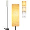 OUTON Lampada da Terra in Metallo con LED e Paralume in Lino per Soggiorno, Nero | LED 810 lm, 3 Temperature 2700K/4000K/5000K, Interruttore a Pedale, Base Stabile, Compatibile Smart Bulb