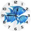 Mexpekil Orologio da parete silenzioso blu con pesci tropicali neri, senza ticchettio, 25 cm, rotondo, funzionamento a batteria, orologio decorativo moderno per soggiorno, cucina, camera da letto,