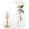 SHUESS Set di vasi in vetro SHUESS, 3 pezzi, vasi cilindrici per decorazione da tavolo, tulipani, fiori - vasi decorativi alti 15/20/25 cm - per matrimonio, candele