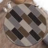 Highdi Tappeto Rotondo Salotto, Morbido Moderno Tappetini Geometria retrò Antiscivolo Tappeto per Bambini Cameretta Cucina Casa Zona Balcone Tappet Tavolino (80cm,Piastrelle Marroni)