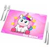 quickgadget Tovaglietta Americana 30x40 cm Unicorno Personalizzabile con Nome | Retro Antiscivolo in Gomma | Lavabile | Idea Regalo Bambina/Bimbo per Colazione Pranzo Cena (TV3040-UNI009)