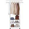 cecaro group Appendiabiti Doppia Asta con 3 Ripiani e Ruote - Stand Porta Abiti in Alluminio, Scarpiera Integrata, Portata 30 kg, 98x35x164 cm BIANCO