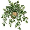 Oairse Piante finte in vasi di metallo dorato, 41 cm, pianta artificiale in vaso, piante ricadenti finte Tradescantia Zebrina per interni ed esterni, casa, ufficio, bagno, cucina, mensola, scrivania