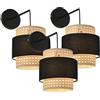 lux.pro Set di 3 Lampade da Parete Applique per Interni con Doppio Paralume a Sospensione Forma Cilindrica Aspetto Polyrattan Traforato Beige e Tessuto Nero