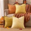 EMEMA Set di 4 federe in velluto a coste, 50 x 50 cm, serie arancione | Federa autunnale, cuscino decorativo per divano, cuscino decorativo per soggiorno, camera da letto