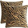 HOSTECCO Confezione da 2 federe per cuscini con stampa tigrata, 45 x 45 cm, in finta pelliccia, colore marrone e nero, morbide, con stampa animalier, quadrate, decorative per divano, soggiorno, camera