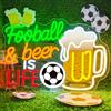 Horseneon Calcio Insegne Luminose Football&Beer Is Life Regolabile Neon Led Sportiva Scritte Neon Usb Per Bar Sala Giochi Camera Da Letto Regalo Per Uomini e Ragazzi