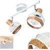 hofstein Lampada a soffitto Bariloche, lampada orientabile in metallo/legno/corda di canapa in bianco/cromo/natura, 2 luci, paralumi ruotabili e inclinabili, E27, ottica a reticolo, senza lampadina/e