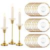 Glasseam Bobeches Candele in Vetro Portacandele, Oro Bordo Candela Bastoni Titolare Wax Catchers, 24pcs Chic Candela Drip Protector per Portacandele Set, Portacandele A Goccia per La Decorazione