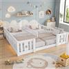 OLIVIBED Letto Montessori 90 x 200 cm, Letto Matrimoniale per 2 Bambini, Letto a Pavimento per Bambini con Protezione, Letti per Bambini, Bianco, Senza Rete a Doghe, Senza Materasso
