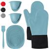WUFANC Guanti Da Forno, Guanti Forno Possono Resistere A Temperature Fino A 250 ℃, Guanto Da Forno In Silicone Non Sono Rigidi, Presine, Cuocere Al Forno(6 pezzi) (Blu, L)