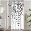 Uiiooazy Tenda da Doccia Grigio Foglie di Eucalipto Antimuffa 90x180cm | Tenda da Doccia Nero Pianta Motivo Impermeabile Tessuto in Poliestere Lavabile per Vasca da Bagno con 6 Anelli