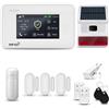 HUXGO® HXA006 Allarme casa senza fili WiFi + GSM 4G con wireless Sirena solare | Kit allarme con 1x rilevatore di movimento, 3x sensori per porte e finestre, telecomando | TUYA Smartlife App