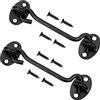 txuzong Set 2 Ganci Antitempesta 200 mm in Acciaio Inox - Serratura a | Gancio con Viti per Porta, Portone Garage, Finestra e Porta del Fienile - Chiusura di Sicurezza Robusta, Anticorrosione, Nero
