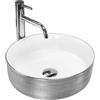Rea - Lavabo Da Appoggio Sami Round White Grey, Moderno E Funzionale - 36X11,5X36cm