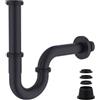 Kelleria Sifone Lavabo Bagno Universale G 1 1/4 x 32 mm in Acciaio Inox | Tubo Scarico Lavandino con Guarnizione in Gomma e Chiusura Odori, Altezza Regolabile, Facile Installazione, Nero
