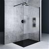 Mai & Mai Box Doccia Walk-In 140x200cm, Parete Doccia in Vetro Parzialmente Smerigliato 10mm Vetro di Sicurezza ESG con Rivestimento Nano Profilo Parete Nero
