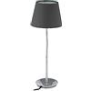 Relaxdays Lampada da Tavolo Vintage, Abat Jour da Comodino, Paralume in Stoffa, Base in Metallo, Attacco E14, Grigio