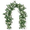 SOMYTING Ghirlanda di margherite artificiali, decorativa, con fiori finti da appendere, 1,5 m, in seta, per casa, giardino, cerimonia all'aperto, cerimonie, matrimoni, archi floreali (bianco, 2 pezzi)