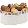Relaxdays Cestino Portapane in Stoffa, Design Paris HLP: 16x34x24 cm, Cesto in bambù Porta Frutta e Croissant, Bianco