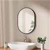 EMKE Specchio da bagno ovale, 45 x 60 cm, con cornice nera, ovale, orizzontale/verticale, colore nero, decorativo, HD da parete per bagno, corridoio