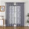 OVZME Tende trasparenti grigie lunghe 182,9 cm, 2 pannelli per soggiorno, motivo jacquard con clip, motivo a foglie, tessuto filtrante della luce, tende in voile semitrasparente per camera da letto