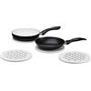 Relaxdays Sottopentole, Set da 4 Tappetini per Pentole e Padelle in Legno di Bambù, Proteggi Tavolo, Ø 20 cm, bianco