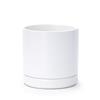 D'vine Dev Vaso per piante in ceramica con foro di drenaggio e piattino, vaso rotondo cilindrico per interni, 15,2 cm, bianco, 94-O-S-1