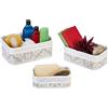 Relaxdays Set da 3 Cestini Portaoggetti, per Cosmetici o Asciugamani, Design Ornamentale, VAR. Dimensioni, Bianco Grigio, Poliestere