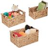 Relaxdays Cesto Portaoggetti in Giacinto d'Acqua, Set 3 Cesti Intrecciati, Tre Misure, Contenitori da Bagno, Naturale, Ferro, 17 x 37,5 x 26 cm