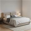 Talamo Italia - Letto piazza e mezza Noemi, Letto contenitore con rivestimento in ecopelle, 100% Made in Italy, Apertura frontale, adatto per materasso Cm 120x190, Tortora