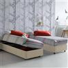 Talamo Italia Letto Singolo Diana, Letto Contenitore con Rivestimento in Tessuto, 100% Made in Italy, Apertura Laterale, con Materasso Cm 80x190 Incluso, Beige