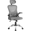 VECELO Sedia da ufficio ergonomica con schienale adattabile, poltrona da computer con braccioli, altezza regolabile, girevole a 360°, comfort al lavoro, grigio