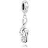 Nbsameng Ciondolo in argento Sterling S925 per bracciali e collane Pandora, un regalo fai da te per le vacanze, per donne, chiavi di violino, Argento