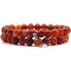 KARDINAL WEIST corniola bracciale, perle di gemma, gioielli per uomo e donna, chakra - vitalità - felicità - coraggio - forza (S, corniola - doppio pacchetto)