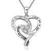 ABBGIABBW Sterling Silver I Love You To The Moon And Back Love collana con ciondolo a forma di cuore, catena box 18 '