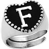 Beloved ❤️ Anello da donna con Lettera iniziale in acciaio - Smalto acrilico opaco nero - Comfort fit leggermente regolabile con gambo aperto (Large, Lettera F)