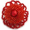 Avalaya Anello flessibile a forma di margherita con perline di vetro rosso scarlatto, diametro 40 mm, misura M, Misura unica, Vetro