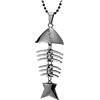 COOLSTEELANDBEYOND Collana da Uomo con Lisca di Pesce Articolata, Ciondolo Scheletro di Pesce Meccanico, Catena a Sfere in Tono Scuro, Gioiello Biker Nautico Grintoso, Regalo per Lui