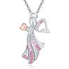 KINGWHYTE Collana con angelo custode con pietra portafortuna, da donna, in argento Sterling 925, con ciondolo a forma di angelo portafortuna, regalo di compleanno per donne e ragazze, 28*17 mm