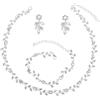 DIVINA VITAE Set di 4 pezzi di strass di cristallo da sposa per le donne argento collana da sposa e orecchini set da sposa damigella d'onore costume formale gioielli set accessori