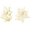Bling Jewelry Festa Di Natale Orecchini A Clip A Forma Di Fiore Smaltato Bianco Con Poinsettia Per Donne Senza Buco Alle Orecchie - Bordo Placcato In Oro