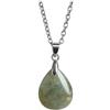 LLUXIA Collana con ciondolo a goccia in labradorite naturale, catena in acciaio inossidabile, ciondolo energetico - pietra naturale - gioiello spirituale fatto a mano regalo per donna ragazza